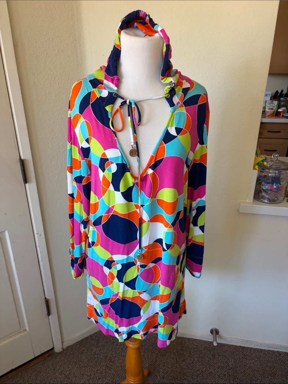 Colorful Geometric Hooded Tunic